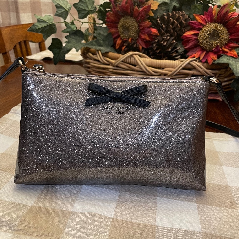 Kate Spade mavis street Amy crossbody silver glitter